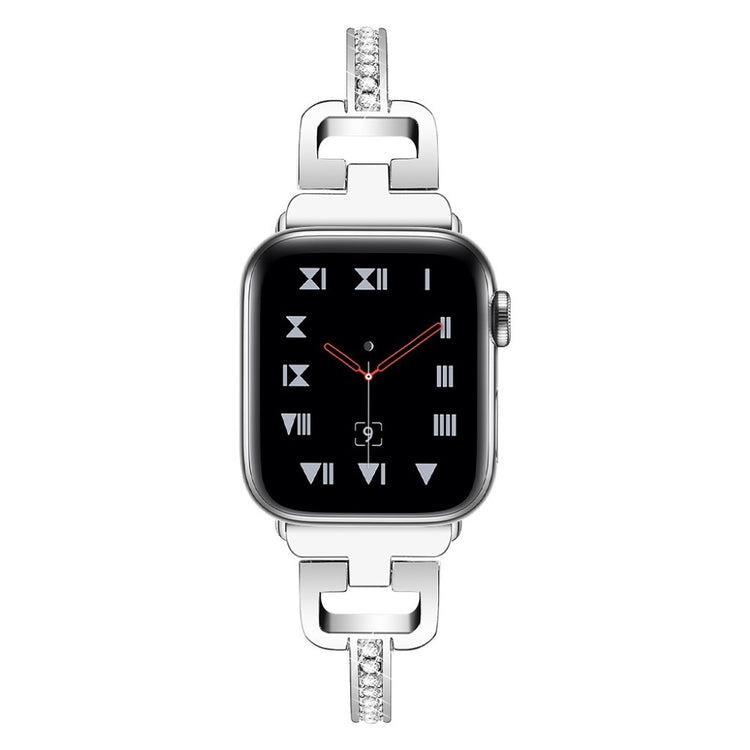  Apple Watch Series 5 44mm / Apple Watch 44mm Metal og Rhinsten Rem - Sølv#serie_6