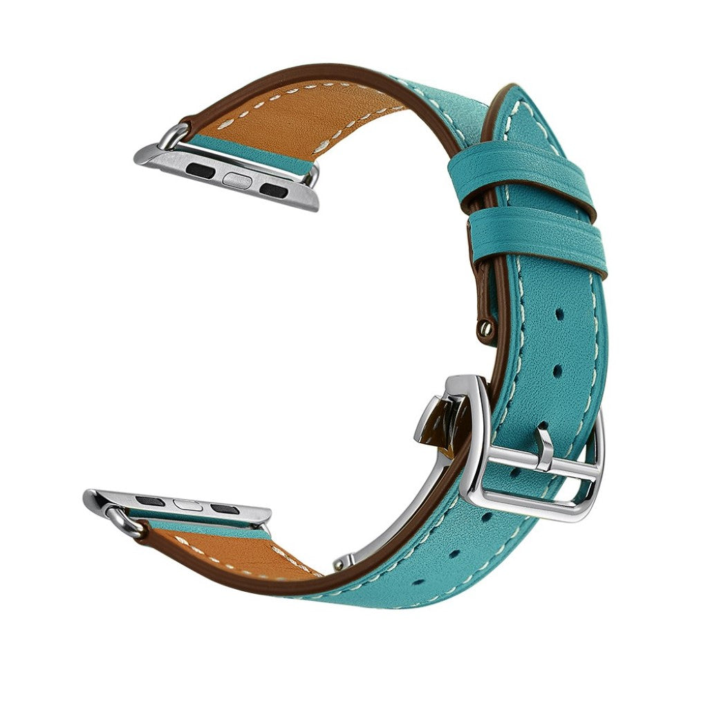  Apple Watch Series 5 44mm / Apple Watch 44mm Ægte læder Rem - Blå#serie_2