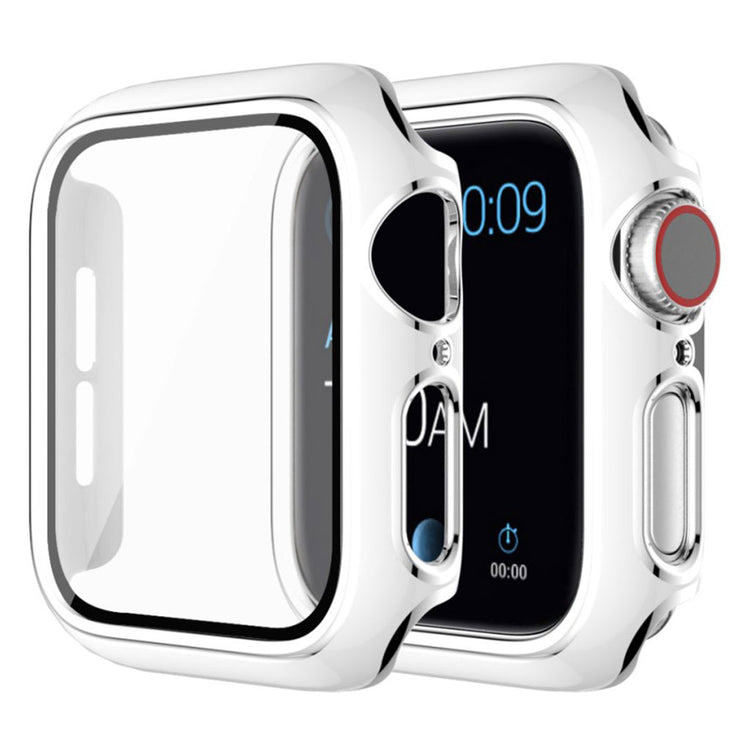 Rigtigt Fed Apple Watch Series 6 40mm / Apple Watch Series 5 40mm Cover med Skærmbeskytter i Silikone og Hærdet Glas - Hvid#serie_2