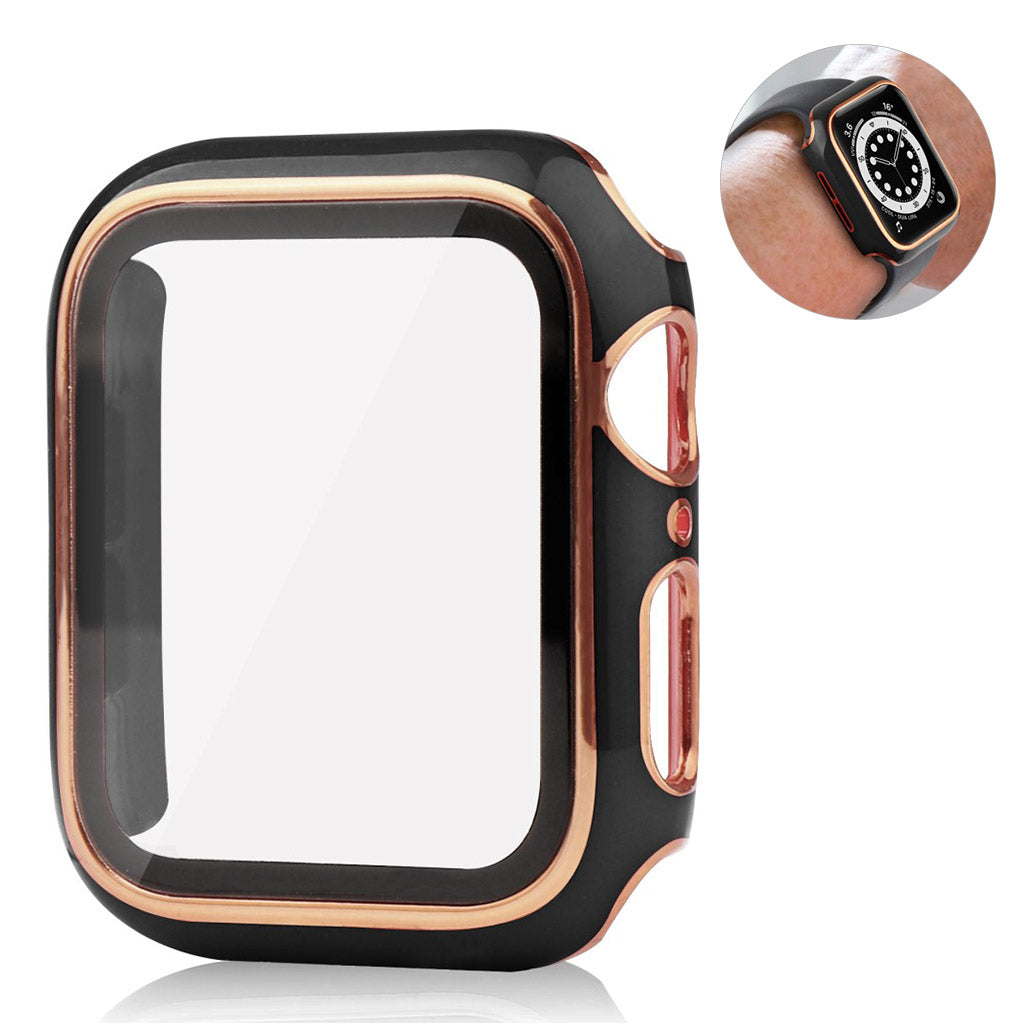 Meget Flot Universal Apple Cover med Skærmbeskytter i Plastik og Hærdet Glas - Sort#serie_1