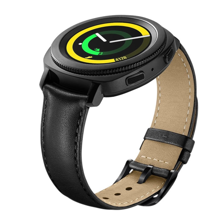 Helt vildt hårdfør Samsung Gear Sport Ægte læder Rem - Sort#serie_1