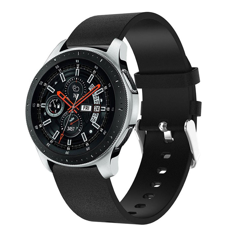 Super slidstærk Samsung Galaxy Watch (46mm) Ægte læder Rem - Sort#serie_2