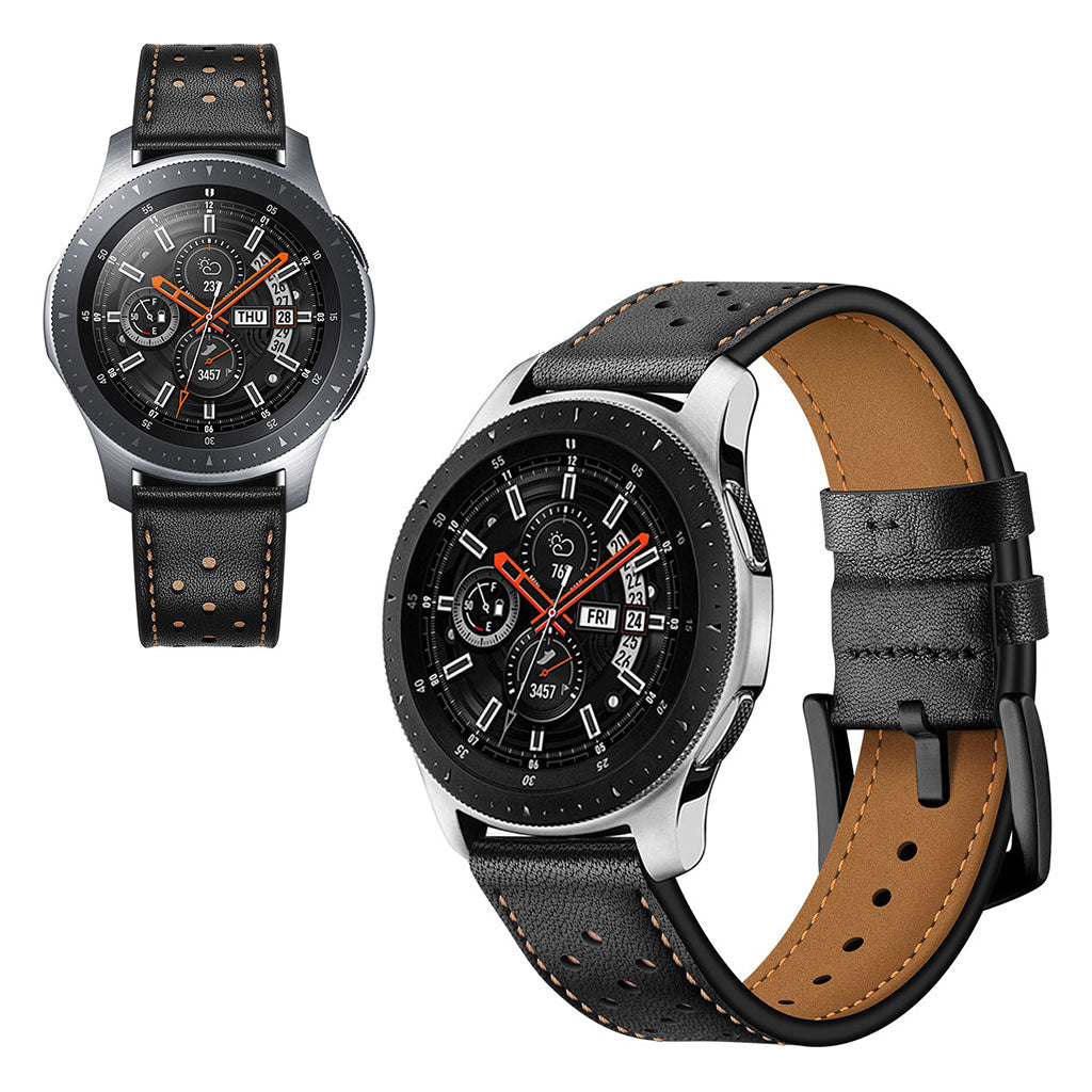 Fed Samsung Galaxy Watch (46mm) Ægte læder Rem - Sort#serie_1