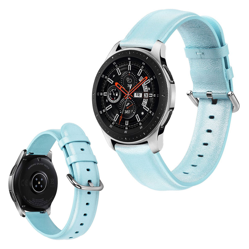 Meget fint Samsung Galaxy Watch (46mm) Ægte læder Rem - Blå#serie_5