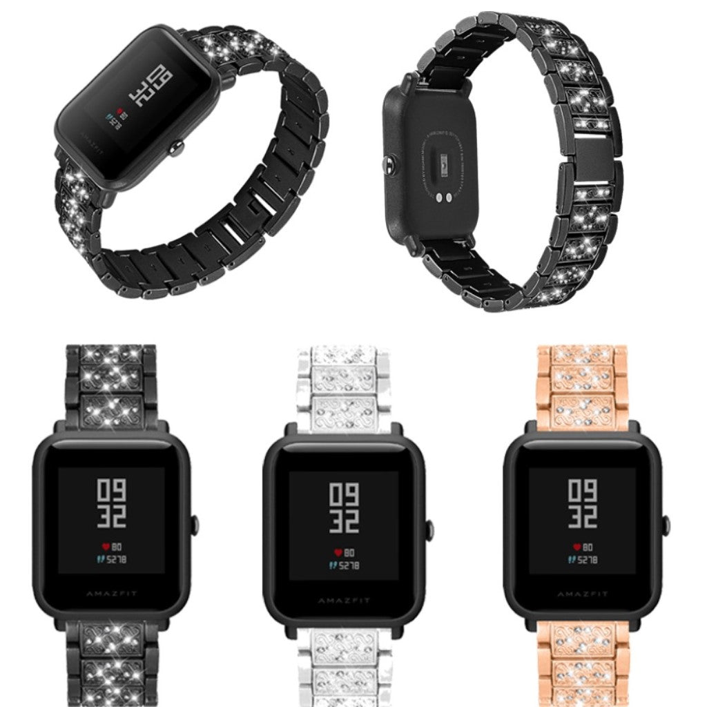 Mega godt Samsung Galaxy Watch Active Metal og Rhinsten Rem - Sort#serie_1