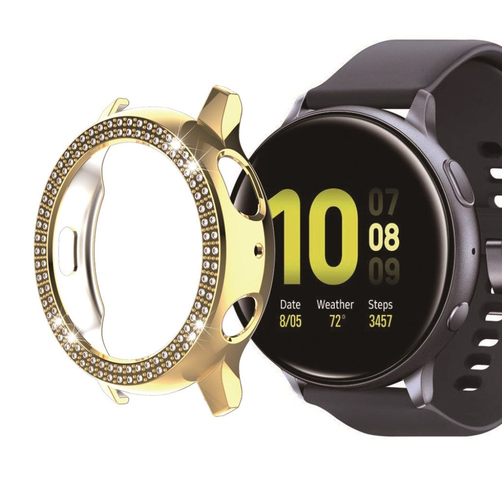 Samsung Galaxy Watch Active 2 - 40mm Elegant Rhinsten og Silikone Bumper  - Guld#serie_7
