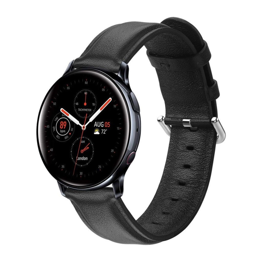 Fed Samsung Galaxy Watch Active 2 - 44mm Ægte læder Rem - Sort#serie_2