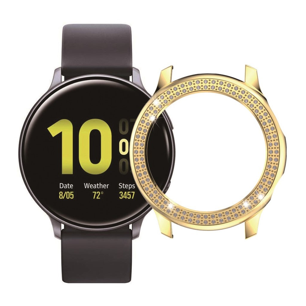 Samsung Galaxy Watch Active 2 - 44mm Elegant Rhinsten og Silikone Bumper  - Guld#serie_7