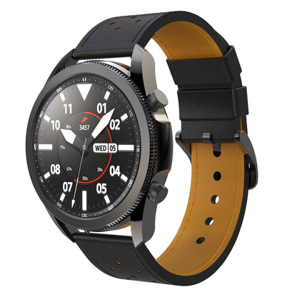 Fantastisk Samsung Galaxy Watch 3 (45mm) Ægte læder Rem - Sort#serie_2