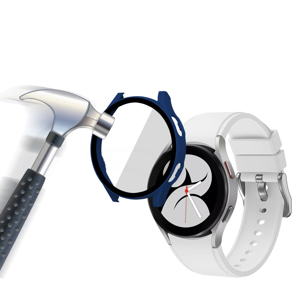 Rigtigt Fint Samsung Galaxy Watch 4 (40mm) Cover med Skærmbeskytter i Plastik og Hærdet Glas - Blå#serie_4