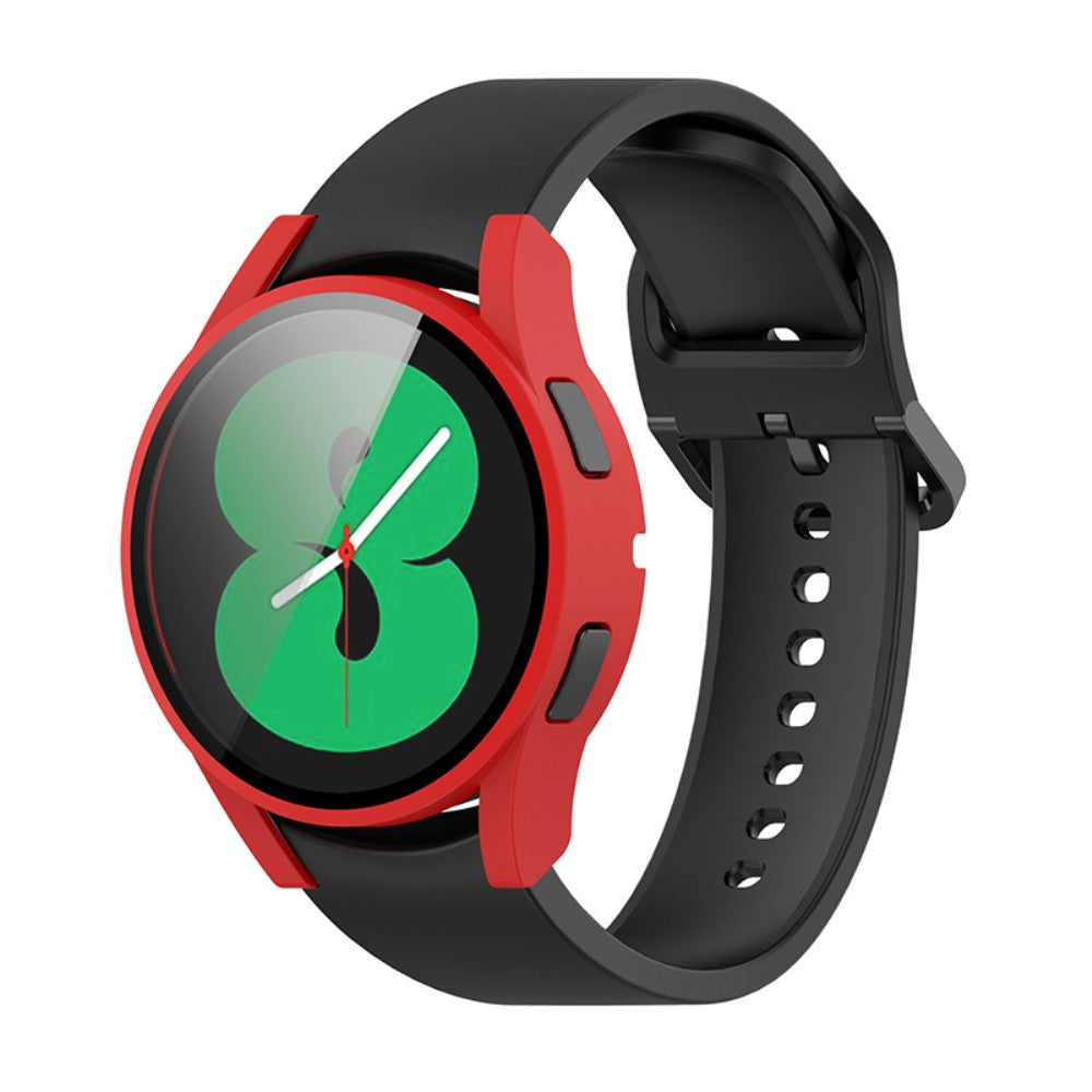 Super Godt Samsung Galaxy Watch 4 (44mm) Cover med Skærmbeskytter i Plastik og Hærdet Glas - Rød#serie_3