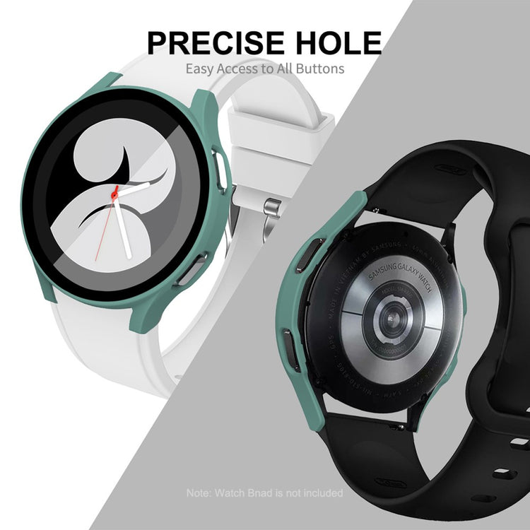 Super Fint Samsung Galaxy Watch 4 (44mm) Cover med Skærmbeskytter i Plastik og Hærdet Glas - Gennemsigtig#serie_5