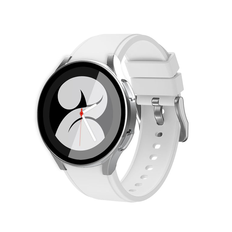 Meget Fed Samsung Galaxy Watch 4 (44mm) Cover med Skærmbeskytter i Plastik og Hærdet Glas - Sølv#serie_3