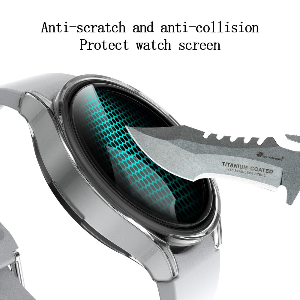 Vildt Flot Samsung Galaxy Watch 4 (44mm) Cover med Skærmbeskytter i Plastik og Hærdet Glas - Gennemsigtig#serie_8