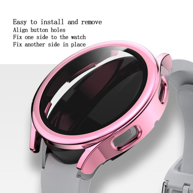 Super Pænt Samsung Galaxy Watch 4 (44mm) Cover med Skærmbeskytter i Plastik og Hærdet Glas - Pink#serie_2