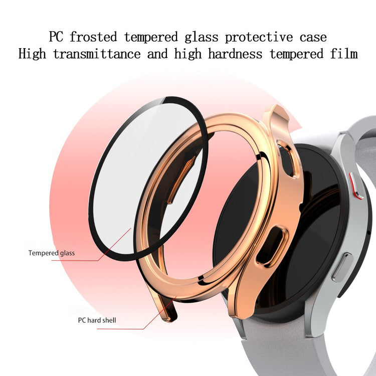 Super Pænt Samsung Galaxy Watch 4 (44mm) Cover med Skærmbeskytter i Plastik og Hærdet Glas - Pink#serie_3