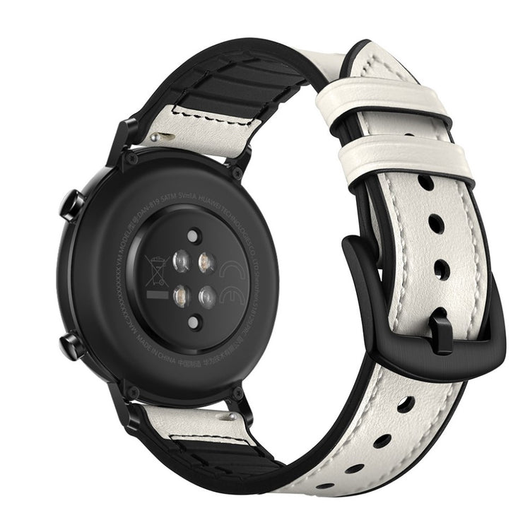 Glimrende Huawei Watch GT 2 42mm Ægte læder Rem - Hvid#serie_2