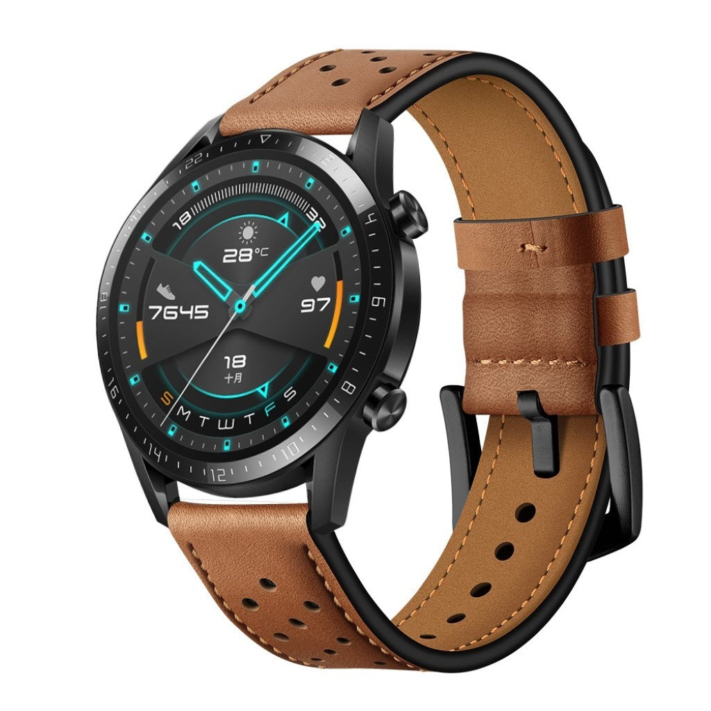 Mega komfortabel Huawei Watch GT 2 46mm Ægte læder Rem - Brun#serie_2