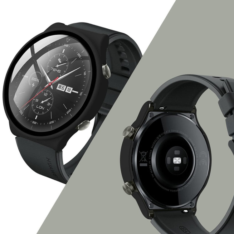 Rigtigt Fed Huawei Watch GT 2 Pro Cover med Skærmbeskytter i Plastik og Hærdet Glas - Sort#serie_1