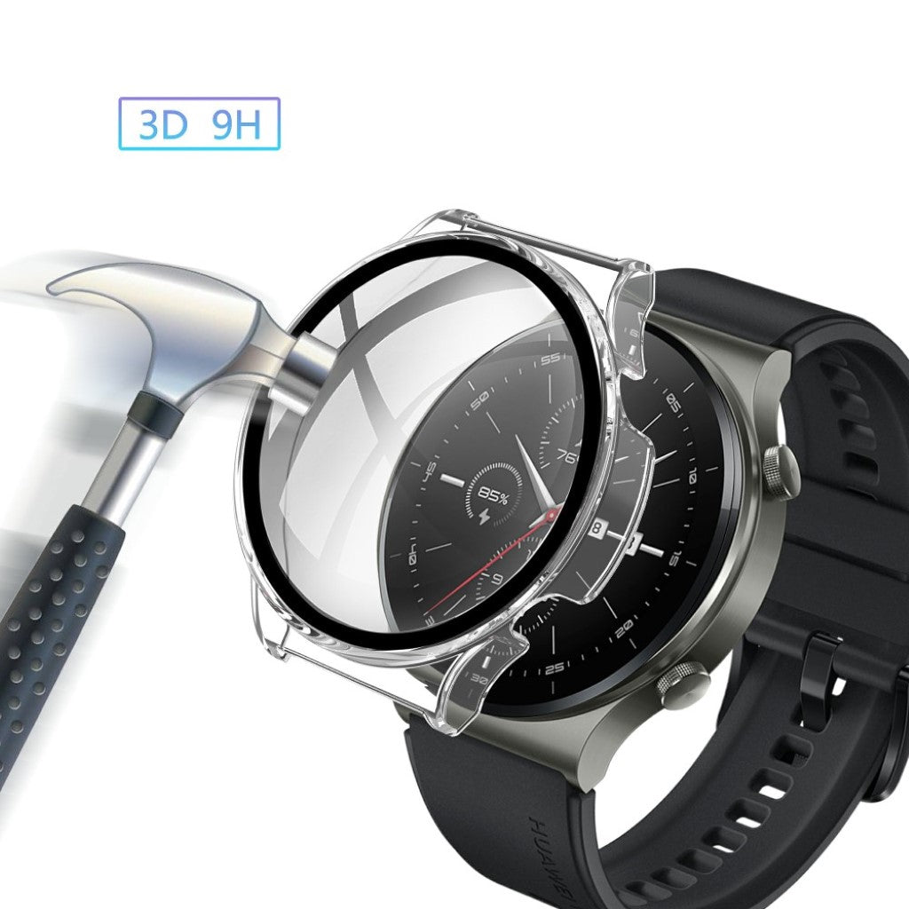 Rigtigt Fed Huawei Watch GT 2 Pro Cover med Skærmbeskytter i Plastik og Hærdet Glas - Gennemsigtig#serie_3