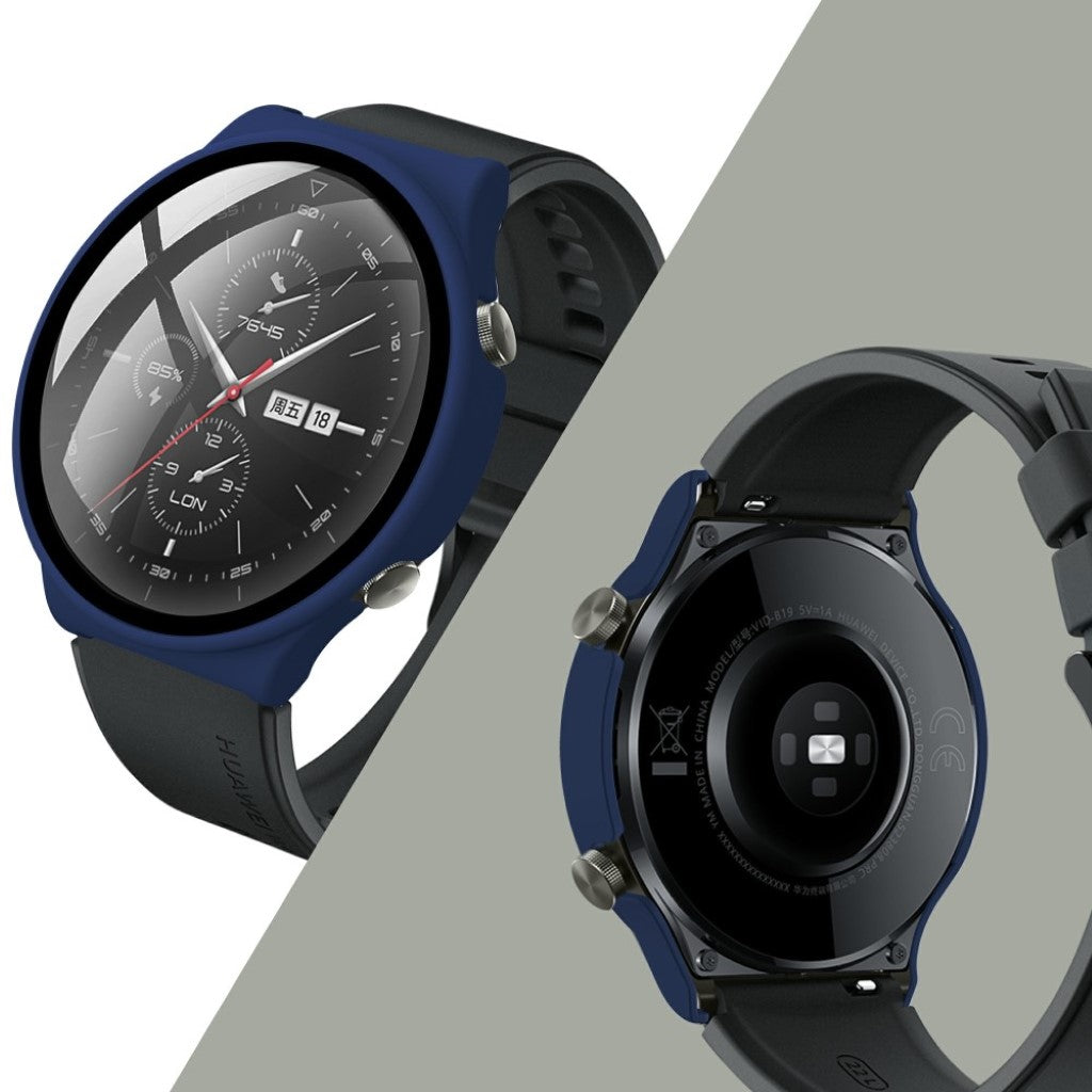 Rigtigt Fed Huawei Watch GT 2 Pro Cover med Skærmbeskytter i Plastik og Hærdet Glas - Blå#serie_6