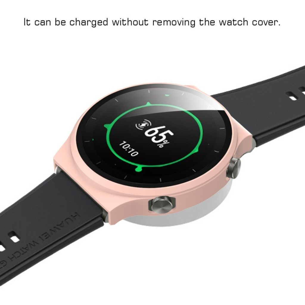 Meget Flot Huawei Watch GT 2 Pro Cover med Skærmbeskytter i Plastik og Hærdet Glas - Pink#serie_2