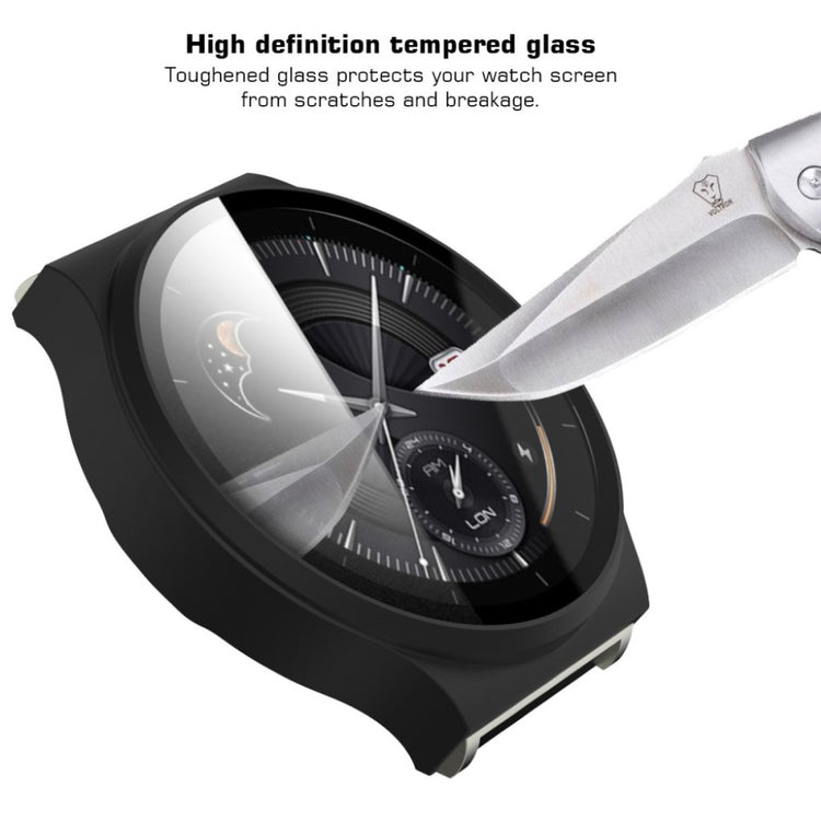 Meget Flot Huawei Watch GT 2 Pro Cover med Skærmbeskytter i Plastik og Hærdet Glas - Sort#serie_3