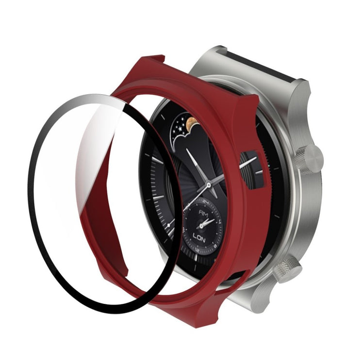 Meget Flot Huawei Watch GT 2 Pro Cover med Skærmbeskytter i Plastik og Hærdet Glas - Rød#serie_4