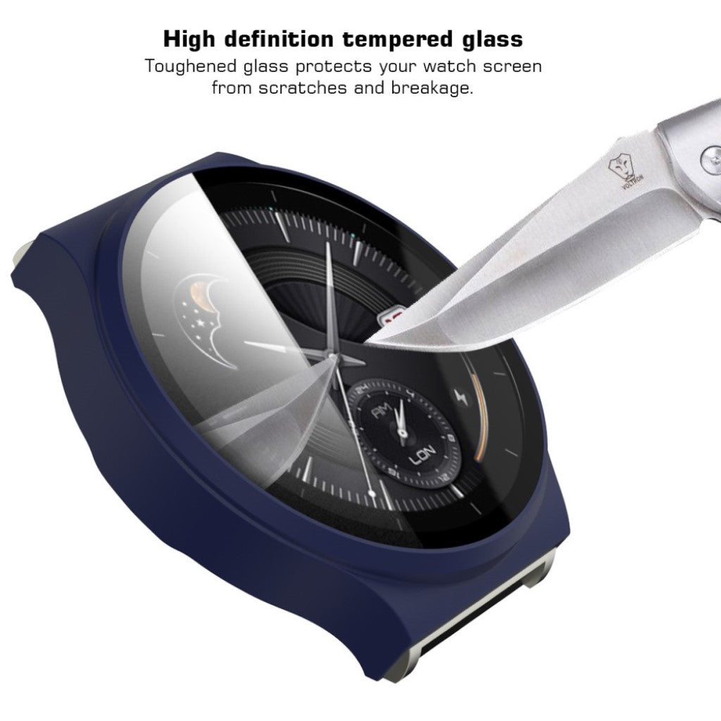 Meget Flot Huawei Watch GT 2 Pro Cover med Skærmbeskytter i Plastik og Hærdet Glas - Blå#serie_5