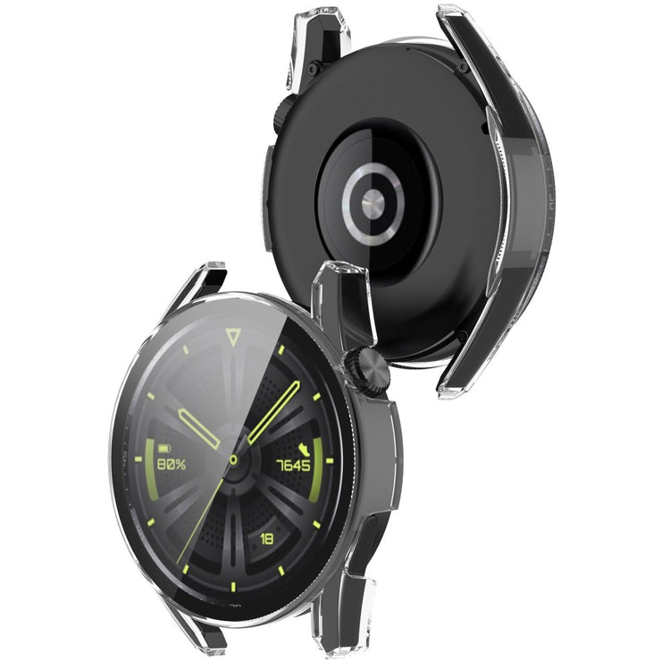 Fed Huawei Watch GT 3 (46mm) Cover med Skærmbeskytter i Silikone og Hærdet Glas - Gennemsigtig#serie_4