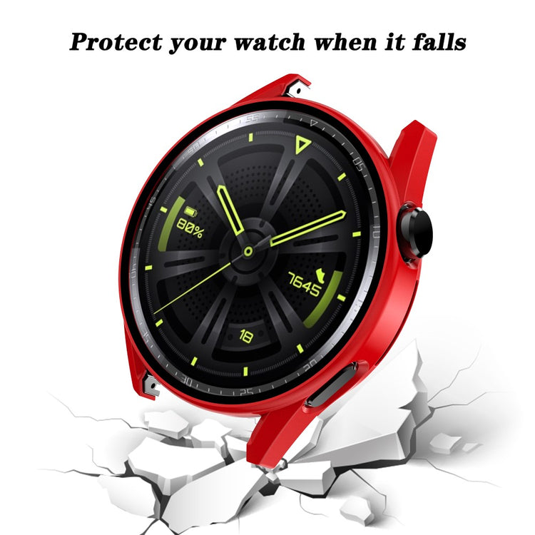 Rigtigt Godt Huawei Watch GT 3 (46mm) Cover med Skærmbeskytter i Plastik og Hærdet Glas - Rød#serie_5