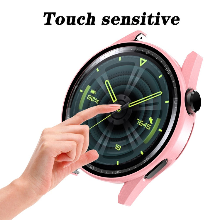 Rigtigt Godt Huawei Watch GT 3 (46mm) Cover med Skærmbeskytter i Plastik og Hærdet Glas - Pink#serie_6