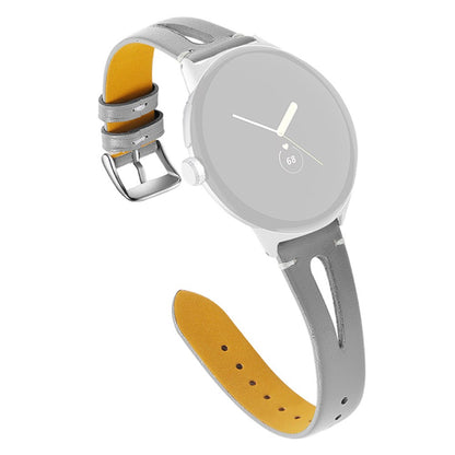 Fortrinligt Google Pixel Watch Ægte læder Rem - Sølv#serie_3