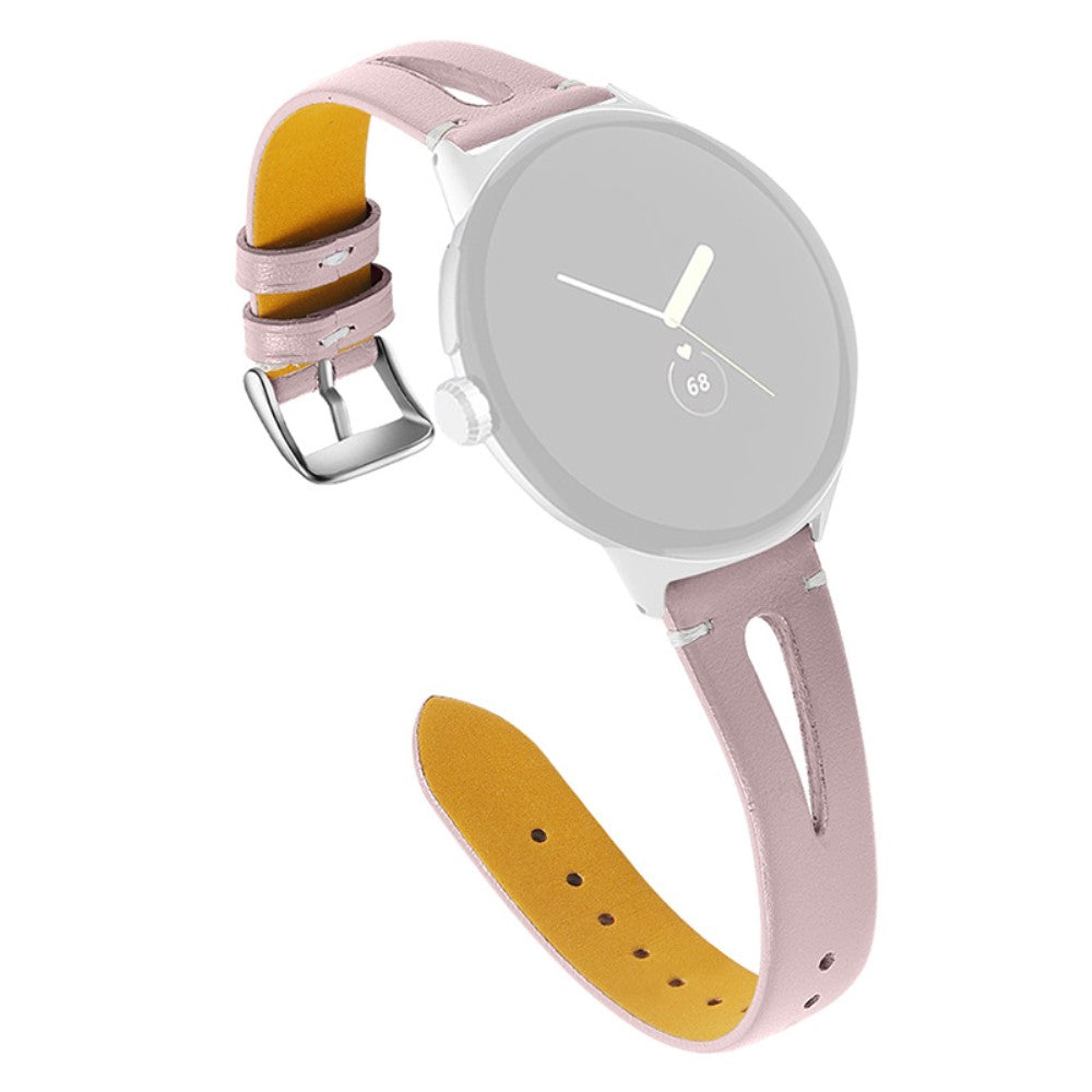 Rigtigt holdbart Google Pixel Watch Ægte læder Rem - Pink#serie_1