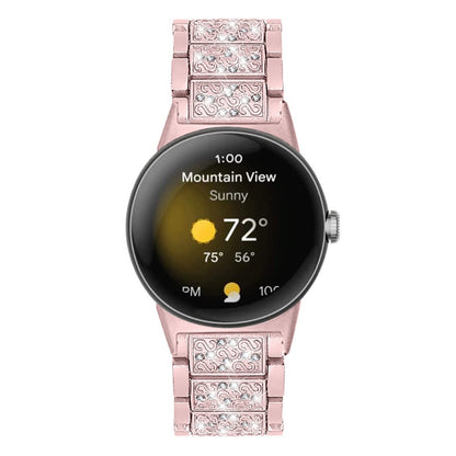 Sejt Google Pixel Watch Metal og Rhinsten Rem - Pink#serie_2