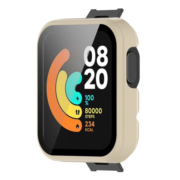 Super Fed Xiaomi Mi Watch Lite / Xiaomi Redmi Watch Cover med Skærmbeskytter i Plastik og Hærdet Glas - Hvid#serie_3