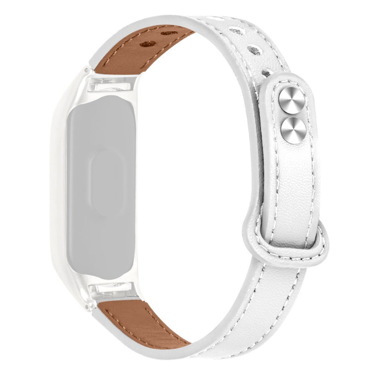  Xiaomi Mi Smart Band 6 / Xiaomi Mi Band 5 Ægte læder Rem - Hvid#serie_1