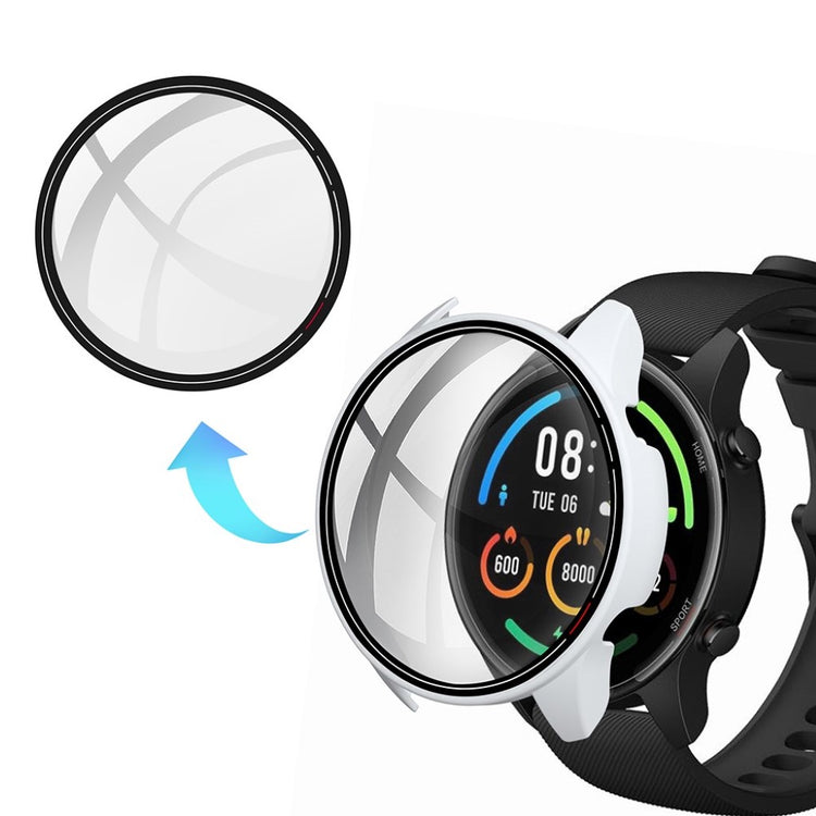 Super Flot Xiaomi Mi Watch Color Cover med Skærmbeskytter i Plastik og Glas - Hvid#serie_1