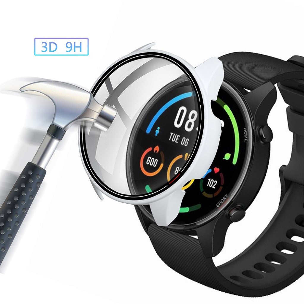 Super Flot Xiaomi Mi Watch Color Cover med Skærmbeskytter i Plastik og Glas - Hvid#serie_1