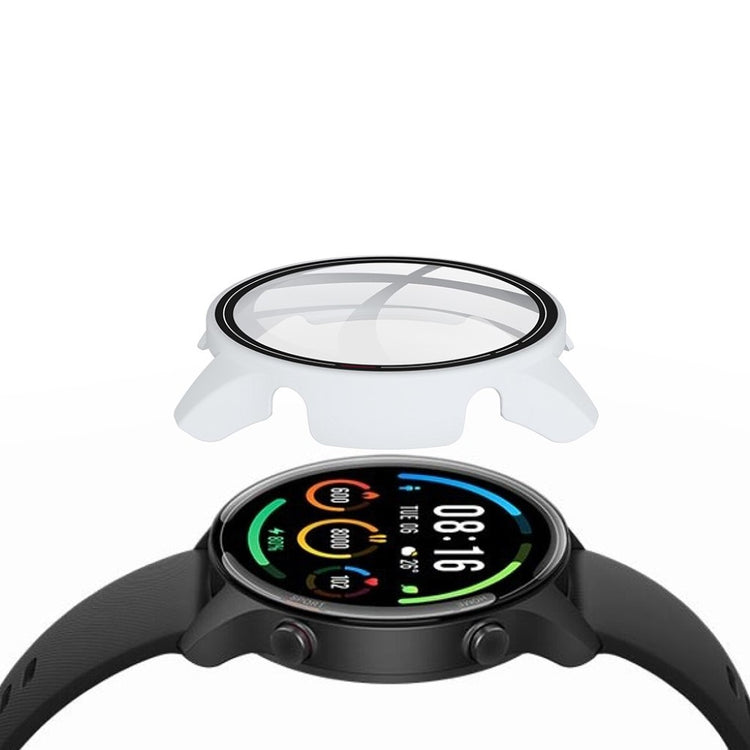 Super Flot Xiaomi Mi Watch Color Cover med Skærmbeskytter i Plastik og Glas - Hvid#serie_1