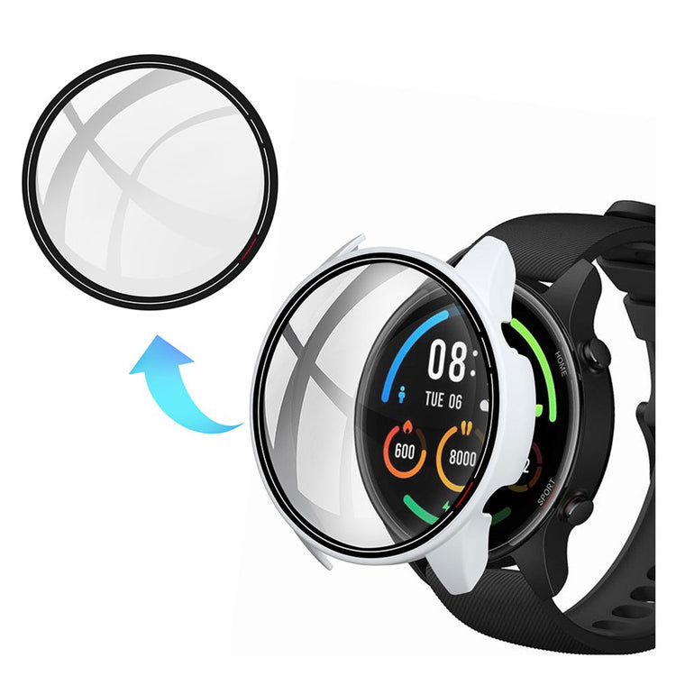 Super Flot Xiaomi Mi Watch Color Cover med Skærmbeskytter i Plastik og Glas - Hvid#serie_1