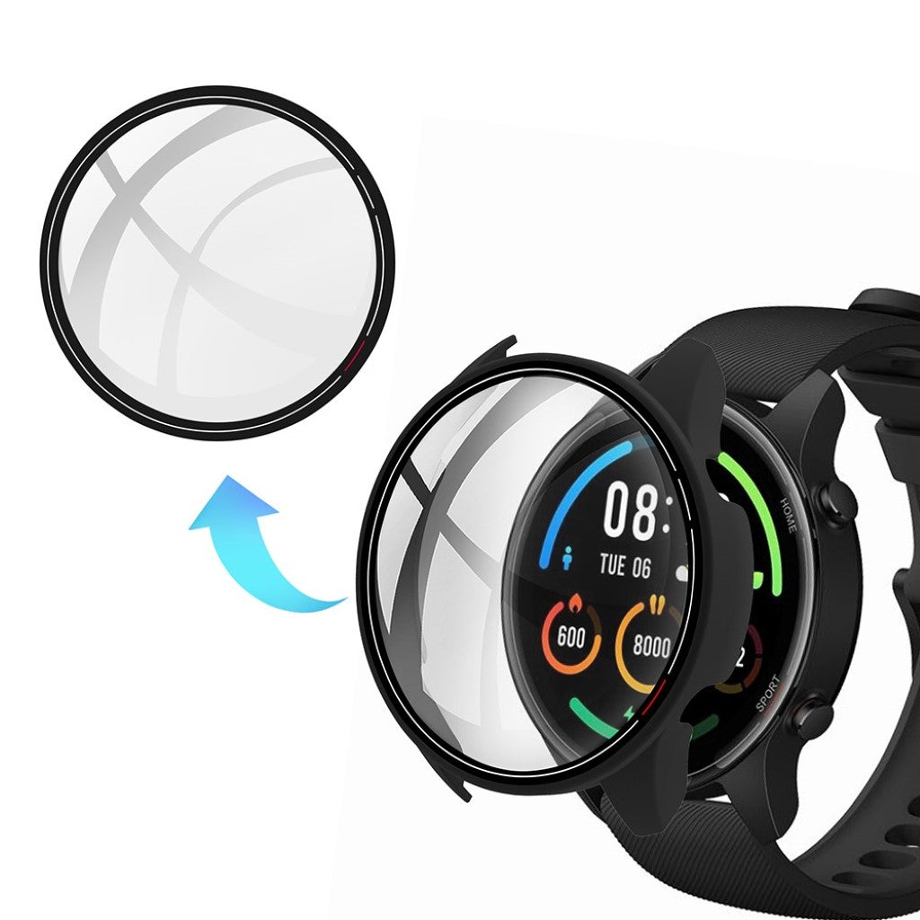 Super Flot Xiaomi Mi Watch Color Cover med Skærmbeskytter i Plastik og Glas - Sort#serie_2