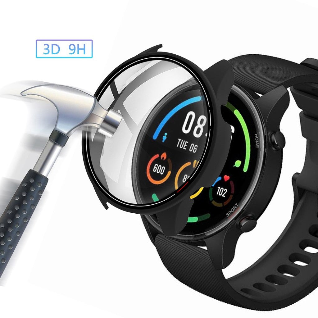 Super Flot Xiaomi Mi Watch Color Cover med Skærmbeskytter i Plastik og Glas - Sort#serie_2