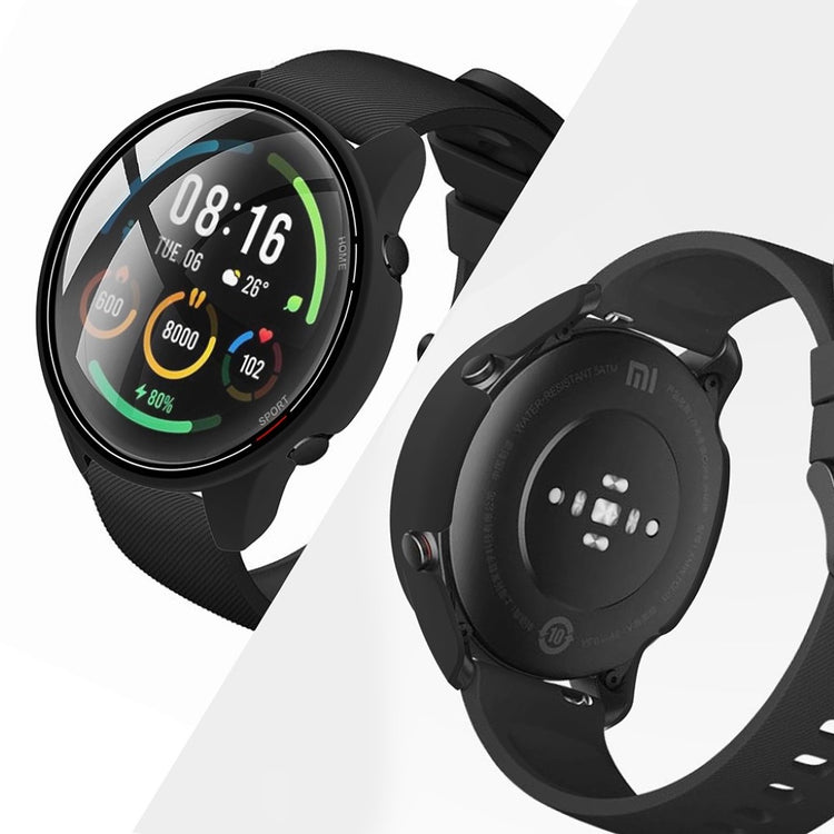 Super Flot Xiaomi Mi Watch Color Cover med Skærmbeskytter i Plastik og Glas - Sort#serie_2