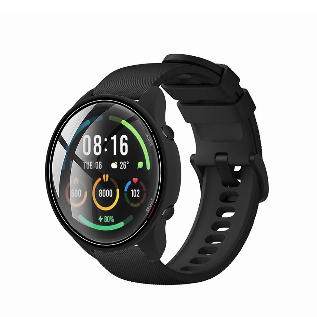 Super Flot Xiaomi Mi Watch Color Cover med Skærmbeskytter i Plastik og Glas - Sort#serie_2