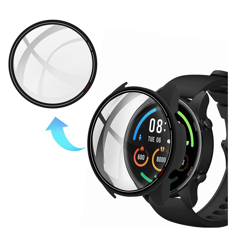 Super Flot Xiaomi Mi Watch Color Cover med Skærmbeskytter i Plastik og Glas - Sort#serie_2