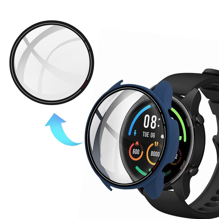 Super Flot Xiaomi Mi Watch Color Cover med Skærmbeskytter i Plastik og Glas - Blå#serie_3