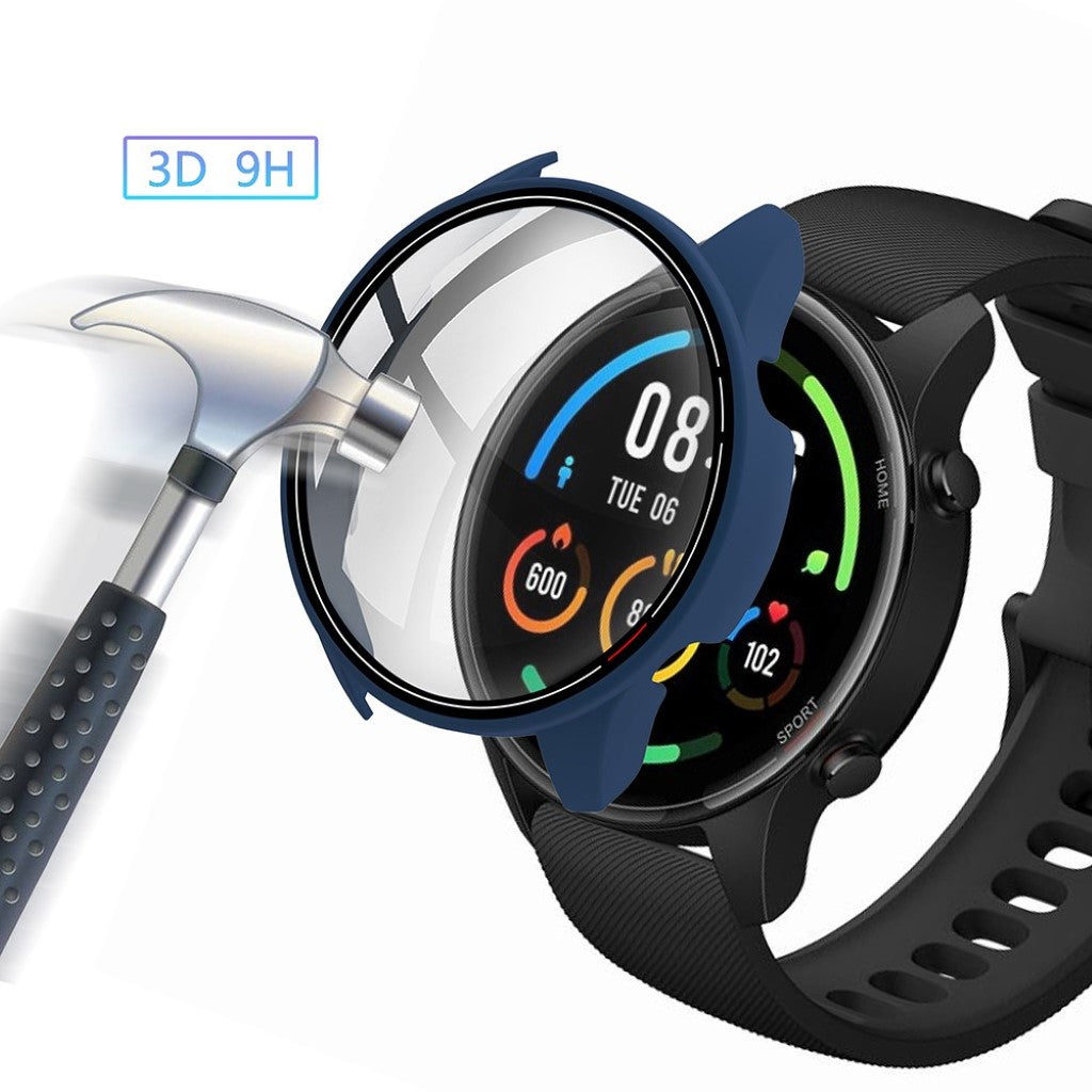 Super Flot Xiaomi Mi Watch Color Cover med Skærmbeskytter i Plastik og Glas - Blå#serie_3