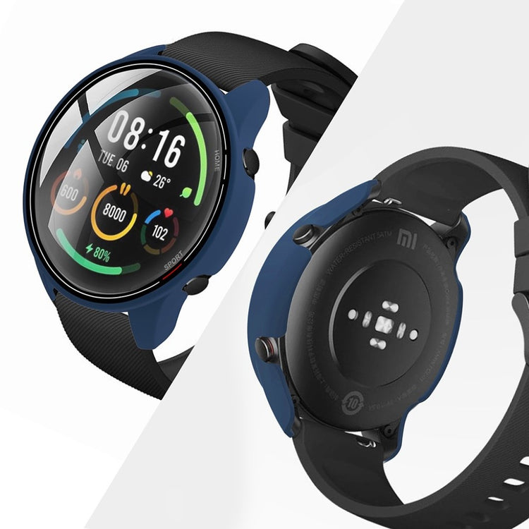 Super Flot Xiaomi Mi Watch Color Cover med Skærmbeskytter i Plastik og Glas - Blå#serie_3