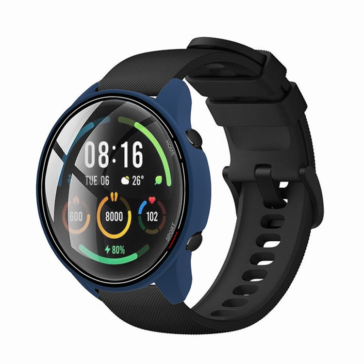 Super Flot Xiaomi Mi Watch Color Cover med Skærmbeskytter i Plastik og Glas - Blå#serie_3